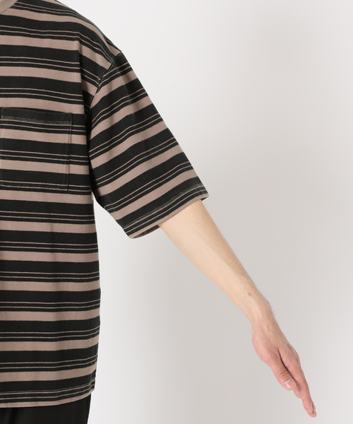 JOURNAL STANDARD relume(ジャーナルスタンダード レリューム)の「【Allen A / アレンエー】オーバーダイ ボーダーTシャツ(Tシャツ/カットソー・メンズ・ベージュ系その他/マスタード/パープル/ブルー/ライトグリーン・LARGE/MEDIUM)」の18枚目の写真