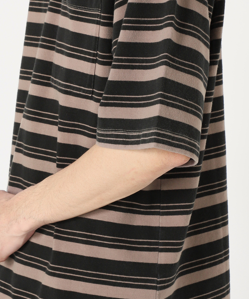 JOURNAL STANDARD relume(ジャーナルスタンダード レリューム)の「【Allen A / アレンエー】オーバーダイ ボーダーTシャツ(Tシャツ/カットソー・メンズ・ベージュ系その他/マスタード/パープル/ブルー/ライトグリーン・LARGE/MEDIUM)」の19枚目の写真