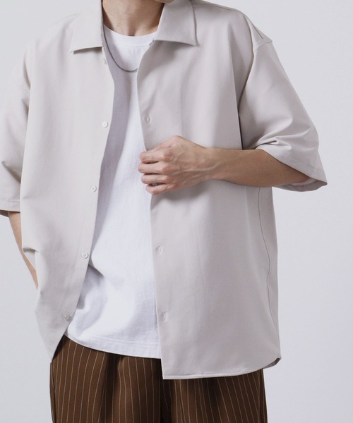 ROOT THREE（ルートスリー）の「ROOT THREE ストレッチ 吸汗速乾 レギュラーカラー 半袖 シャツ（シャツ/ブラウス・メンズ・ライトカーキ/ベージュ/ブラック・L/LL/M）」の19枚目の写真