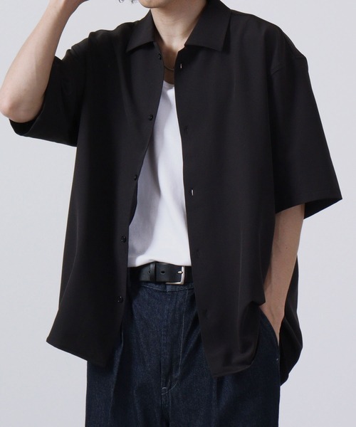 ROOT THREE（ルートスリー）の「ROOT THREE ストレッチ 吸汗速乾 レギュラーカラー 半袖 シャツ（シャツ/ブラウス・メンズ・ライトカーキ/ベージュ/ブラック・L/LL/M）」の9枚目の写真