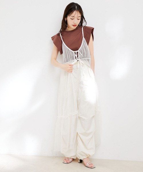 VIS（ビス）の「裾ドロストミリタリーカーゴパンツ（カーゴパンツ・レディース・ピンク/キナリ/ブラック・M/S）」の13枚目の写真