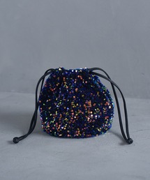 VIS | スパンコール巾着バッグ(ハンドバッグ)