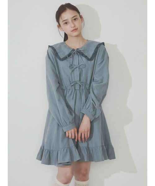 merry jenny（メリージェニー）の「フリルカラーリボンミニワンピース（ワンピース・レディース・ブルー/ブラック/ベージュ・FREE）」の20枚目の写真