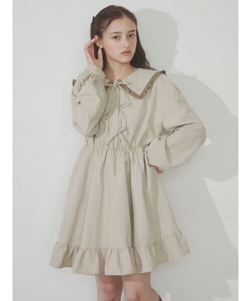 merry jenny（メリージェニー）の「フリルカラーリボンミニワンピース（ワンピース・レディース・ブルー/ブラック/ベージュ・FREE）」の11枚目の写真