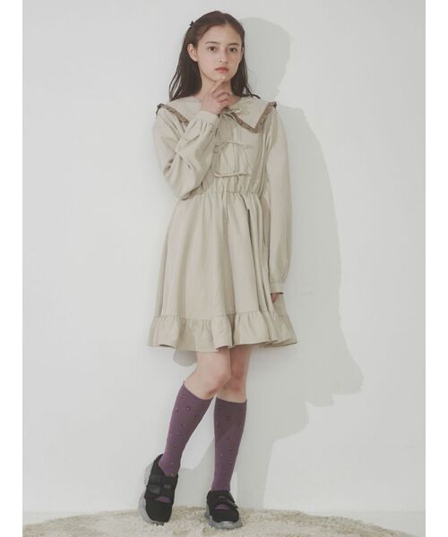 merry jenny（メリージェニー）の「フリルカラーリボンミニワンピース（ワンピース・レディース・ブルー/ブラック/ベージュ・FREE）」の17枚目の写真