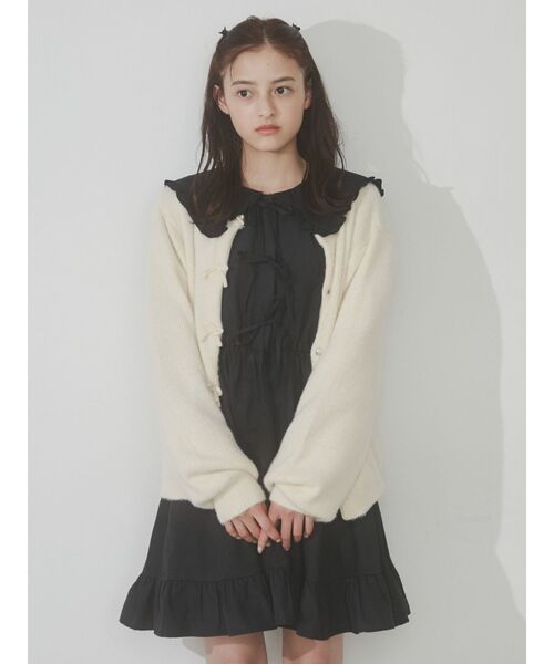 merry jenny（メリージェニー）の「フリルカラーリボンミニワンピース（ワンピース・レディース・ブルー/ブラック/ベージュ・FREE）」の12枚目の写真