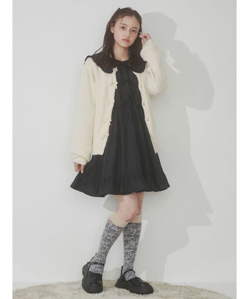 merry jenny（メリージェニー）の「フリルカラーリボンミニワンピース（ワンピース・レディース・ブルー/ブラック/ベージュ・FREE）」の7枚目の写真