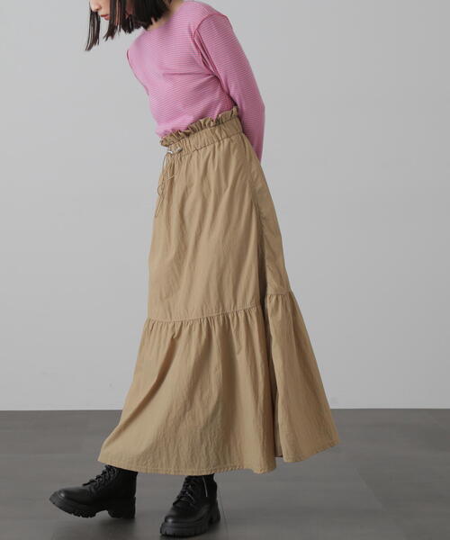 FREE'S MART（フリーズマート）の「◆ウエストドロストティアードスカート（スカート・レディース・ホワイト/ベージュ/ブラック・MEDIUM/SMALL）」の8枚目の写真