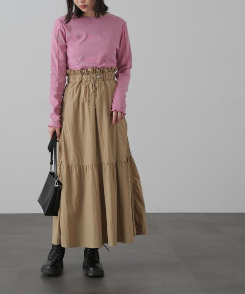 FREE'S MART（フリーズマート）の「◆ウエストドロストティアードスカート（スカート・レディース・ホワイト/ベージュ/ブラック・MEDIUM/SMALL）」の9枚目の写真