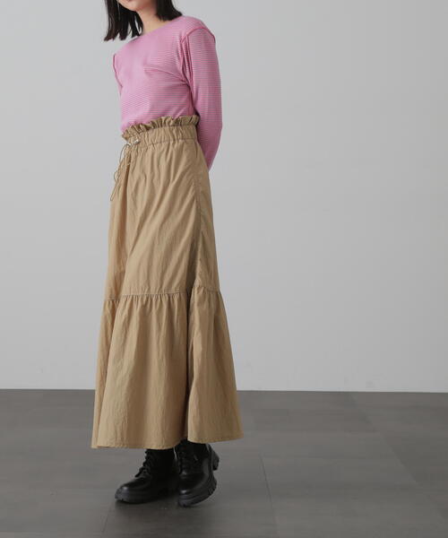 FREE'S MART（フリーズマート）の「◆ウエストドロストティアードスカート（スカート・レディース・ホワイト/ベージュ/ブラック・MEDIUM/SMALL）」の10枚目の写真