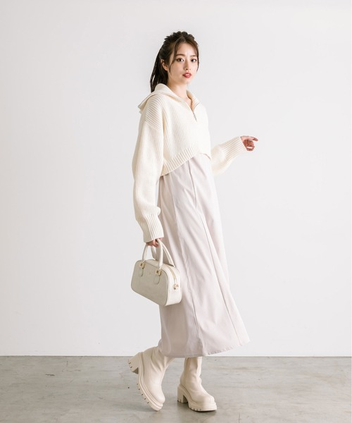 OLIVE des OLIVE（オリーブデオリーブ）の「【WEB限定】ハーフジップニット×キャミワンピースSET　1032090200（ワンピース・レディース・オフホワイト/サックスブルー/ブラック・FREE）」の5枚目の写真