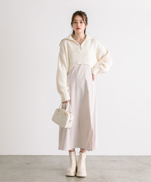 OLIVE des OLIVE（オリーブデオリーブ）の「【WEB限定】ハーフジップニット×キャミワンピースSET　1032090200（ワンピース・レディース・オフホワイト/サックスブルー/ブラック・FREE）」の4枚目の写真