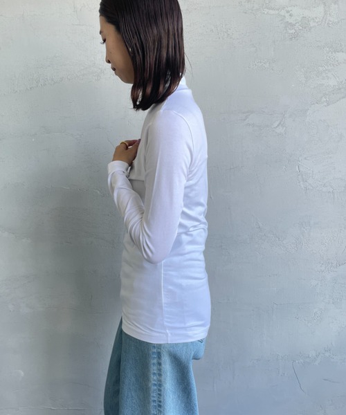 HANES（ヘインズ）の「[HANES/ヘインズ] UNDIES PLUS+ ソフトフィットタートルネックTシャツ（Tシャツ/カットソー・レディース・ブラック/ホワイト・F）」の9枚目の写真