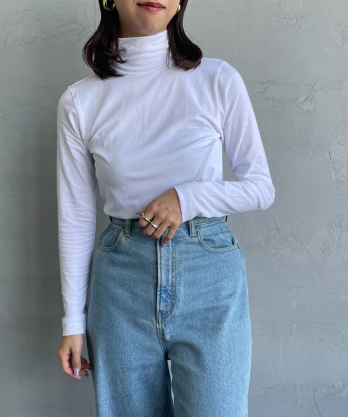 HANES（ヘインズ）の「[HANES/ヘインズ] UNDIES PLUS+ ソフトフィットタートルネックTシャツ（Tシャツ/カットソー・レディース・ブラック/ホワイト・F）」の11枚目の写真