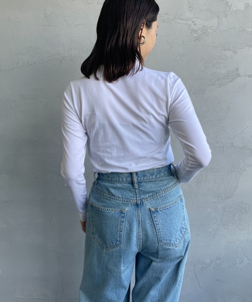 HANES（ヘインズ）の「[HANES/ヘインズ] UNDIES PLUS+ ソフトフィットタートルネックTシャツ（Tシャツ/カットソー・レディース・ブラック/ホワイト・F）」の12枚目の写真