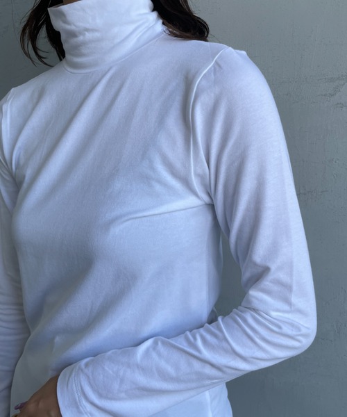 HANES（ヘインズ）の「[HANES/ヘインズ] UNDIES PLUS+ ソフトフィットタートルネックTシャツ（Tシャツ/カットソー・レディース・ブラック/ホワイト・F）」の13枚目の写真