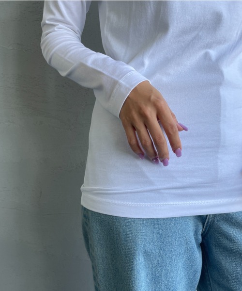 HANES（ヘインズ）の「[HANES/ヘインズ] UNDIES PLUS+ ソフトフィットタートルネックTシャツ（Tシャツ/カットソー・レディース・ブラック/ホワイト・F）」の14枚目の写真