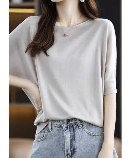 【セール】カシミヤタッチ 5分袖ボートネックニットトックス（ニット/セーター）｜HONKY TONK（ホンキートンク） 5,386円