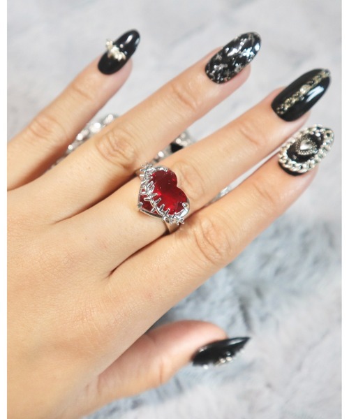 88eighty-eight】ゴシックパンクレッドハートリング【import】(MA