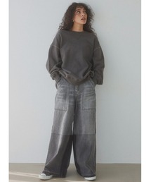 ALEXIA STAM | Patchwork Like Wide Denim Pants / パッチワーク加工ワイドパンツ(デニムパンツ)