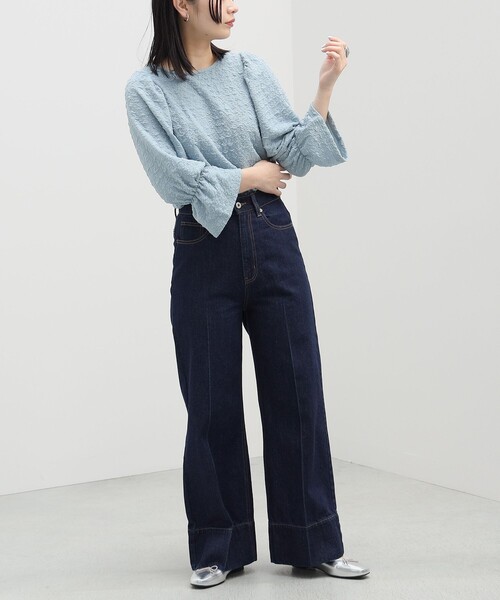 BEAMS HEART(ビームスハート)の「BEAMS HEART / ジャカード ギャザースリーブ プルオーバー(シャツ/ブラウス・レディース・オフホワイト/ブラック/サックスブルー・FREE)」の12枚目の写真