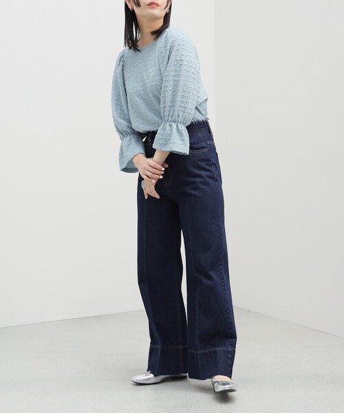 BEAMS HEART(ビームスハート)の「BEAMS HEART / ジャカード ギャザースリーブ プルオーバー(シャツ/ブラウス・レディース・オフホワイト/ブラック/サックスブルー・FREE)」の11枚目の写真
