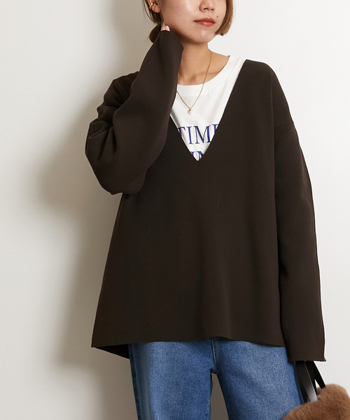 【美品】 ジャーナルスタンダード ストレッチニットV ネックプルオーバー JOURNAL STANDARD relume（ジャーナルスタンダード レリューム