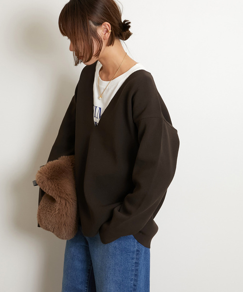 【美品】 ジャーナルスタンダード ストレッチニットV ネックプルオーバー JOURNAL STANDARD relume（ジャーナルスタンダード レリューム