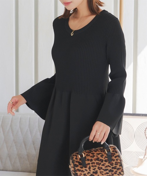 セール】フレアスリーブニットワンピース（ワンピース）｜KOBE LETTUCE