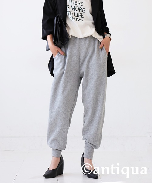 antiqua(アンティカ)の「綿100%裾リブパンツ(スウェットパンツ・レディース・杢グレー/スミクロ/ブラック・ML/LXL)」の18枚目の写真