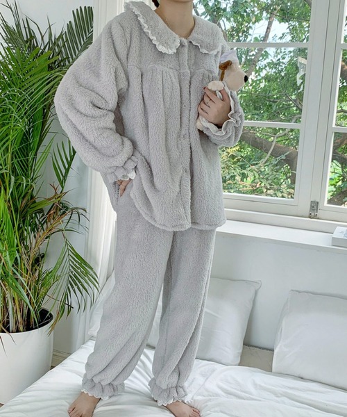 【セール】ふんわり レースカラー ルームウエア 【2点セット】（ルームウェア/パジャマ）｜VitaFelice（ヴィータフェリーチェ）