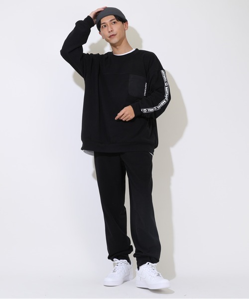 BABYDOLL（ベビードール）の「親子お揃い 4WAY ストレッチフリース トレーナー (ボトムス別売り) 8952A（スウェット・メンズ・ブラック/ナチュラル・S/XL/M/L）」の7枚目の写真