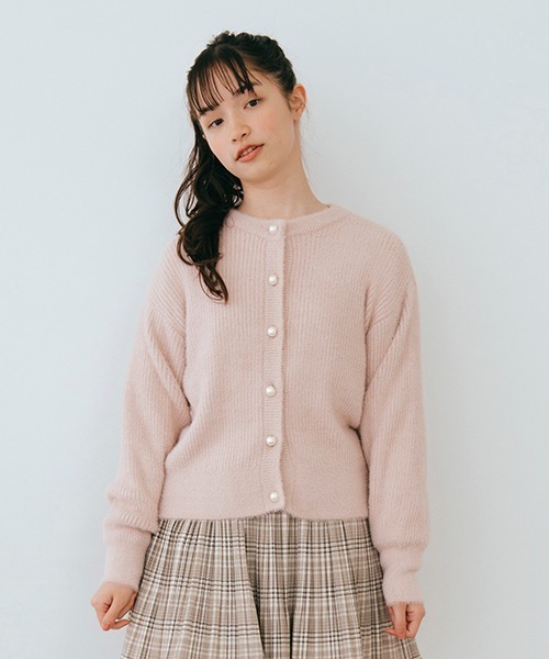 pom ponette junior（ポンポネットジュニア）の「シャギーニットカーディガン（カーディガン/ボレロ・キッズ・ブルー/ホワイト/ピンク・LL/S/M/L）」の3枚目の写真