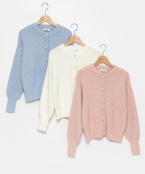 pom ponette junior（ポンポネットジュニア）の「シャギーニットカーディガン（カーディガン/ボレロ・キッズ・ブルー/ホワイト/ピンク・LL/S/M/L）」の9枚目の写真