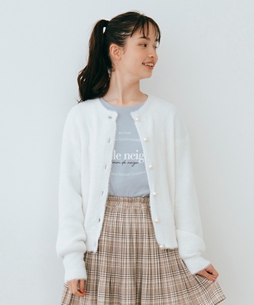 pom ponette junior（ポンポネットジュニア）の「シャギーニットカーディガン（カーディガン/ボレロ・キッズ・ブルー/ホワイト/ピンク・LL/S/M/L）」の10枚目の写真