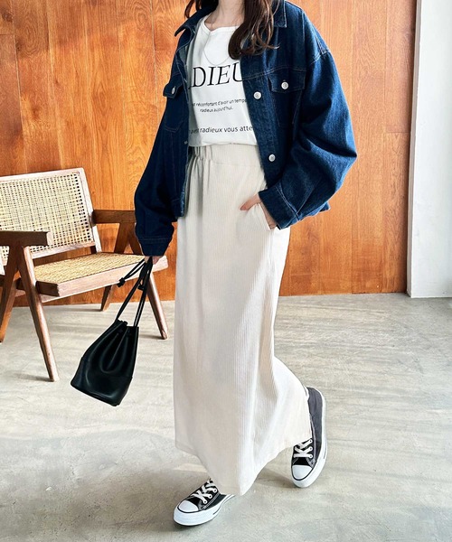 GeeRA（ジーラ）の「【S-XLサイズ展開/新色追加】-3kg見え！すっきりリブタイトロングスカート（スカート・レディース・ブラック/ダークグリーン/杢グレー/アイボリー/モカ/ピンク/チャコールグレー/ブルー/ブラウン・MEDIUM/LARGE/X-LARGE/SMALL/XX-LARGE）」の10枚目の写真