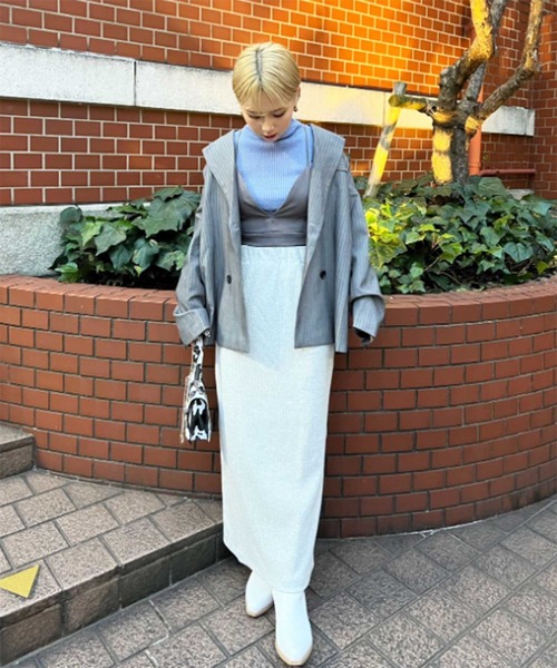 GeeRA（ジーラ）の「【S-XLサイズ展開/新色追加】-3kg見え！すっきりリブタイトロングスカート（スカート・レディース・ブラック/ダークグリーン/杢グレー/アイボリー/モカ/ピンク/チャコールグレー/ブルー/ブラウン・MEDIUM/LARGE/X-LARGE/SMALL/XX-LARGE）」の18枚目の写真