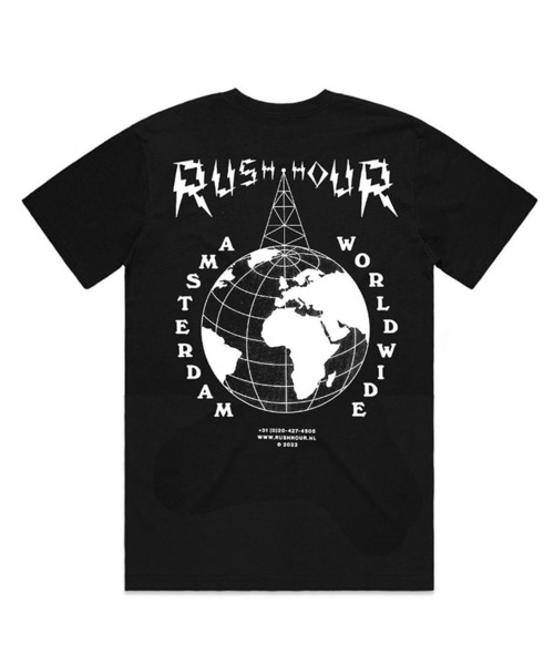bonjour records（ボンジュールレコーズ）の「【Rush Hour/ラッシュアワー】 25 Year anniversary T-Shirt アニバーサリーハーフスリーブTシャツ（Tシャツ/カットソー・メンズ・ブラック/ホワイト/グリーン・L/M/XL/S）」の2枚目の写真