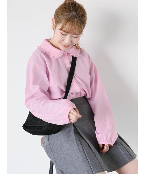 ehka sopo（エヘカソポ）の「シャンブレーフリル襟シャツ（シャツ/ブラウス・レディース・サックスブルー/オフホワイト/グリーン/ピンク・F）」の4枚目の写真