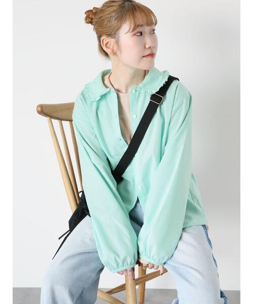 ehka sopo（エヘカソポ）の「シャンブレーフリル襟シャツ（シャツ/ブラウス・レディース・サックスブルー/オフホワイト/グリーン/ピンク・F）」の13枚目の写真