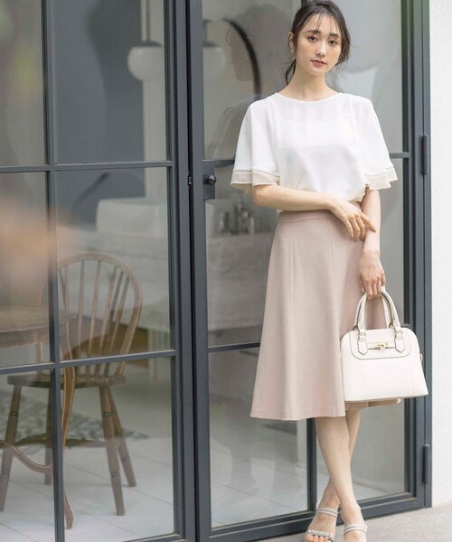 ANY SIS（エニィスィス）の「【UVカット / 接触冷感 / 吸水速乾】スマートビューティストレッチ フレアスカート（スカート・レディース・ネイビー系/ライトグレー系/ベージュ系/黄土色系・1/2/3）」の8枚目の写真