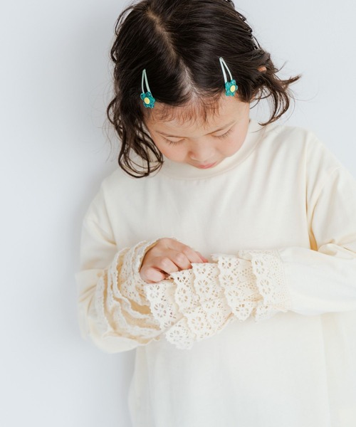 LOWRYS FARM（ローリーズファーム）の「ソデフリルロンＴ　106024（Tシャツ/カットソー・キッズ・ブラック/アイボリー/ホワイト・110cm/120cm/130cm/140cm/150cm）」の3枚目の写真