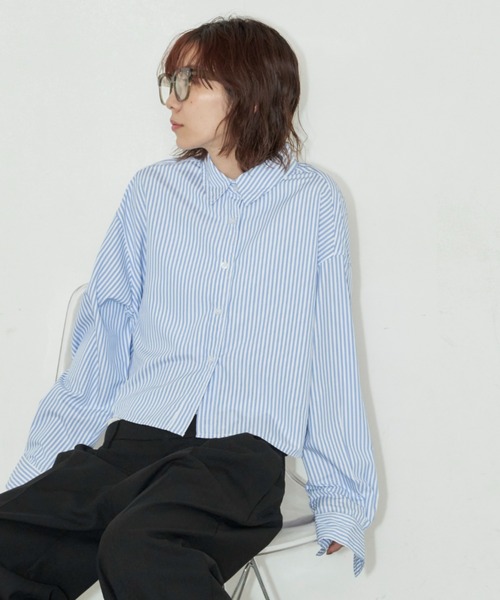 Auntie Rosa Holiday（アンティローザホリデー）の「クロップドレギュラーカラーシャツ（シャツ/ブラウス・レディース・ブルー/ピンク/ネイビー・FREE）」の11枚目の写真