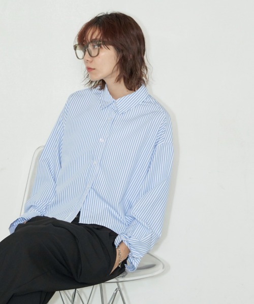 Auntie Rosa Holiday（アンティローザホリデー）の「クロップドレギュラーカラーシャツ（シャツ/ブラウス・レディース・ブルー/ピンク/ネイビー・FREE）」の10枚目の写真