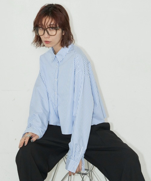 Auntie Rosa Holiday（アンティローザホリデー）の「クロップドレギュラーカラーシャツ（シャツ/ブラウス・レディース・ブルー/ピンク/ネイビー・FREE）」の12枚目の写真