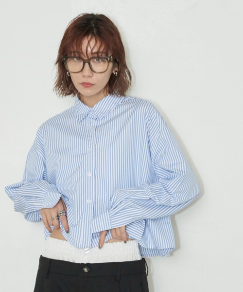 Auntie Rosa Holiday（アンティローザホリデー）の「クロップドレギュラーカラーシャツ（シャツ/ブラウス・レディース・ブルー/ピンク/ネイビー・FREE）」の13枚目の写真