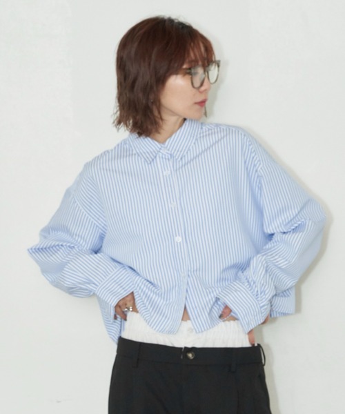 Auntie Rosa Holiday（アンティローザホリデー）の「クロップドレギュラーカラーシャツ（シャツ/ブラウス・レディース・ブルー/ピンク/ネイビー・FREE）」の14枚目の写真