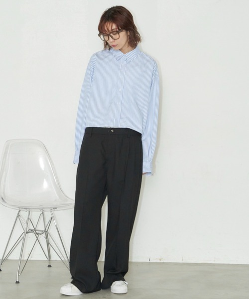 Auntie Rosa Holiday（アンティローザホリデー）の「クロップドレギュラーカラーシャツ（シャツ/ブラウス・レディース・ブルー/ピンク/ネイビー・FREE）」の21枚目の写真