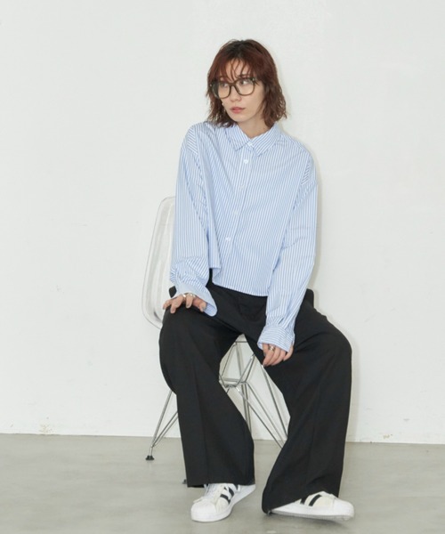 Auntie Rosa Holiday（アンティローザホリデー）の「クロップドレギュラーカラーシャツ（シャツ/ブラウス・レディース・ブルー/ピンク/ネイビー・FREE）」の17枚目の写真