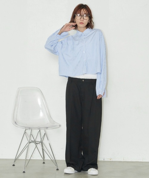 Auntie Rosa Holiday（アンティローザホリデー）の「クロップドレギュラーカラーシャツ（シャツ/ブラウス・レディース・ブルー/ピンク/ネイビー・FREE）」の18枚目の写真